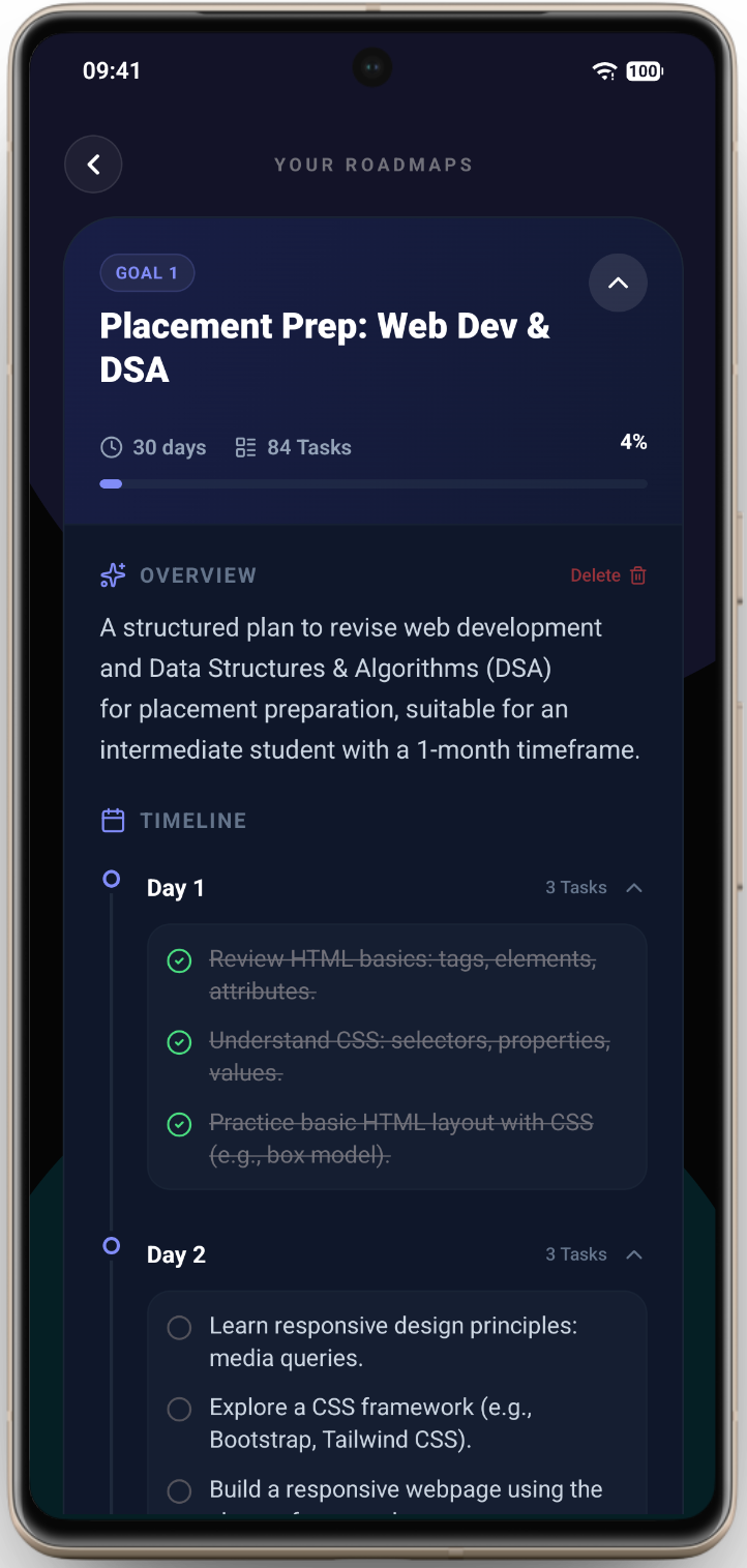 Roadmap Screen Screenshot