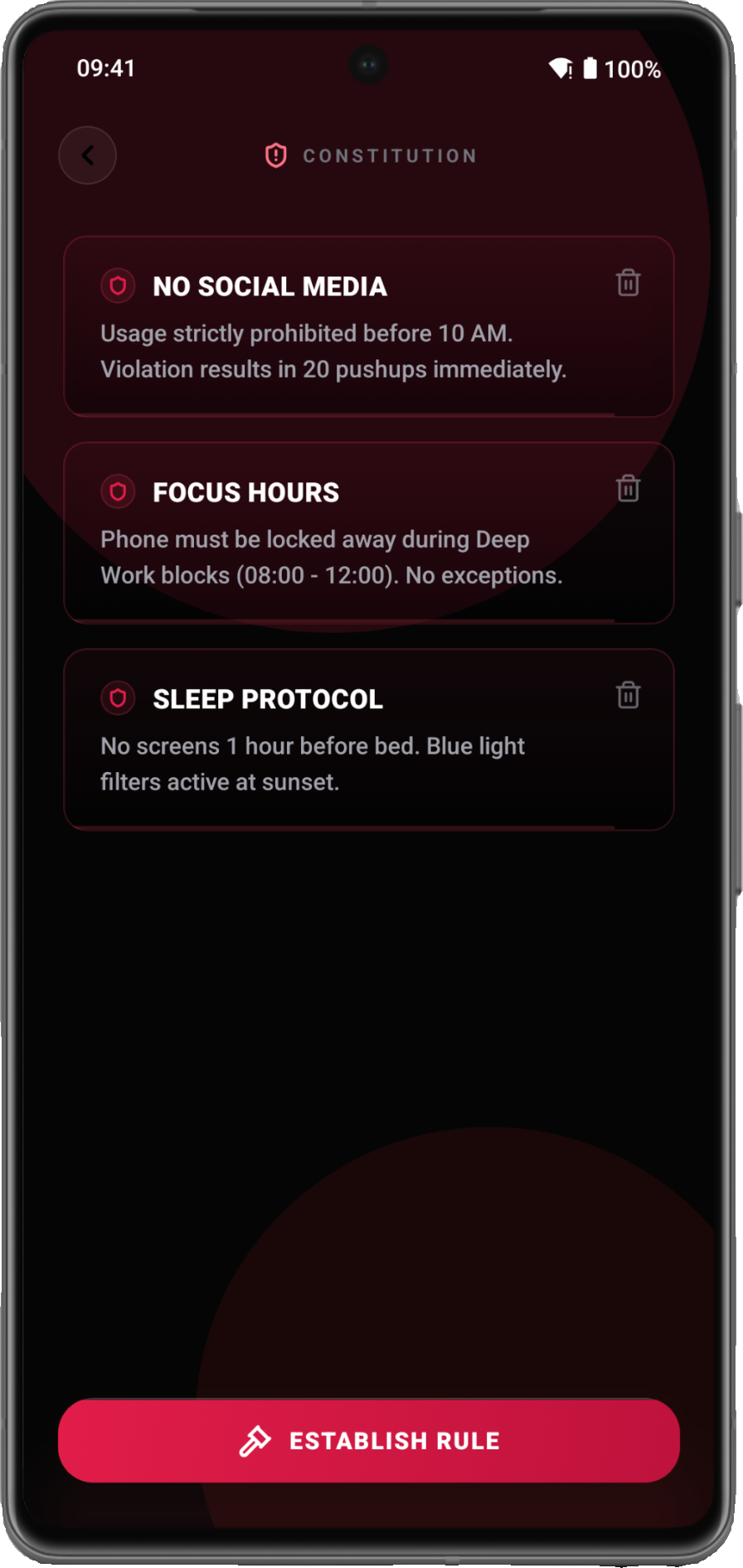 Rules Screen Screenshot